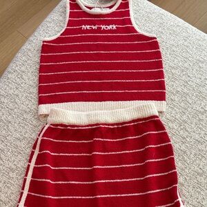 Zara Red and Cream Striped Kids Dress Set